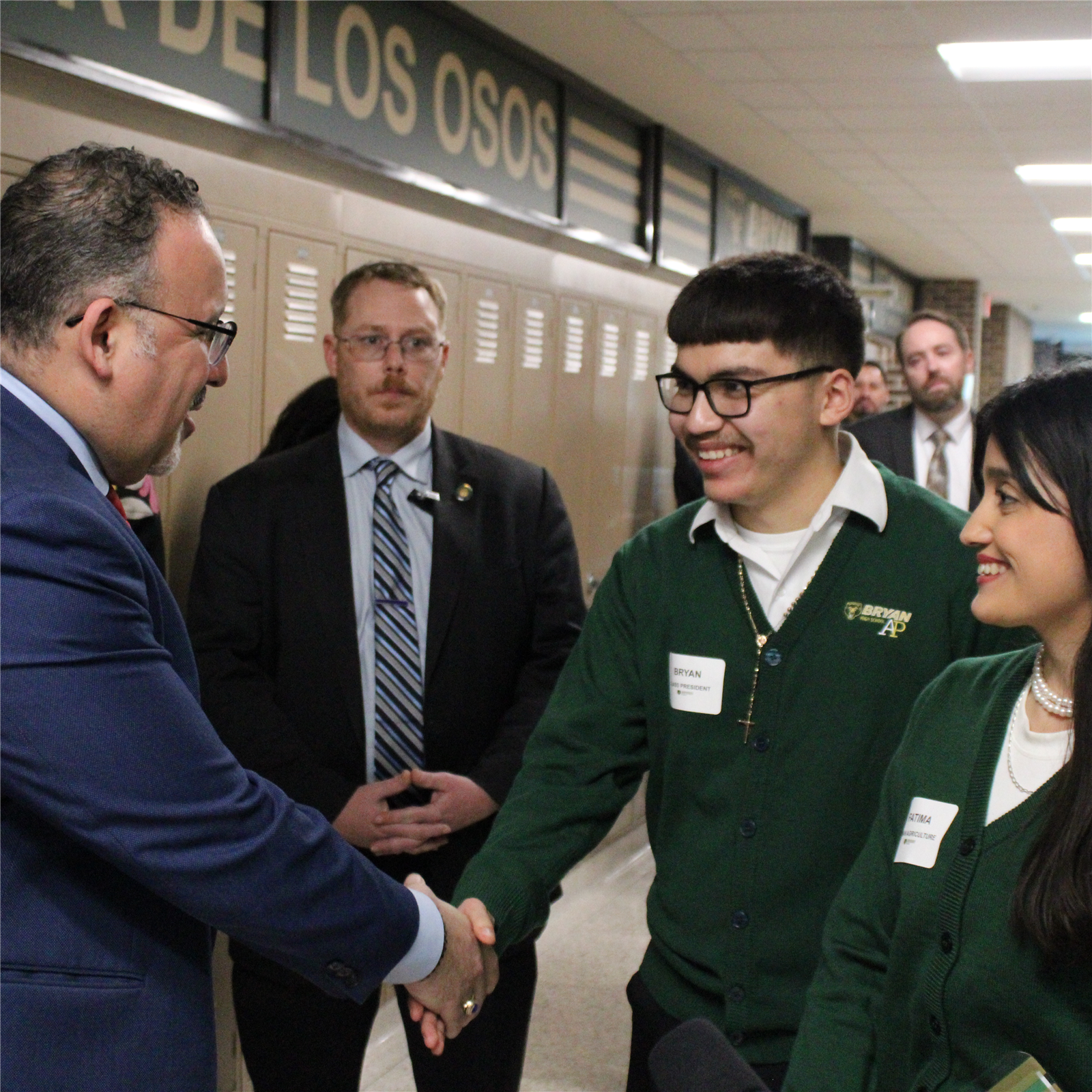  Dr. Miguel Cardona meet with Bryan students and staff while touring our Career Academies